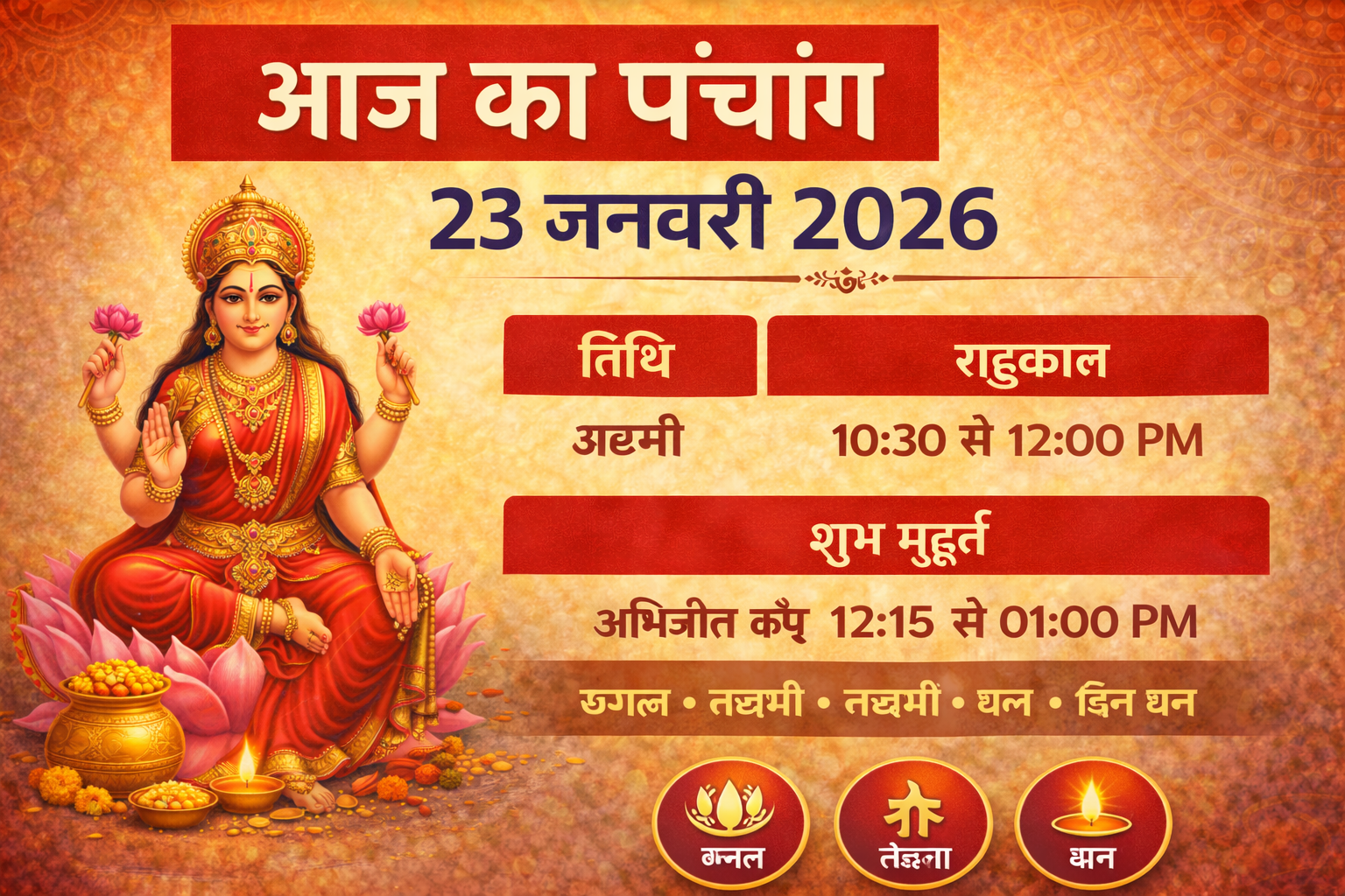 आज का पंचांग, Aaj Ka Panchang 23 January 2026, आज का राहुकाल, शुभ मुहूर्त आज, Hindu Panchang Hindi, Jharkhand Panchang