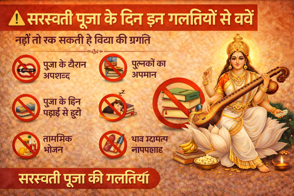 सरस्वती पूजा की गलतियां, Saraswati Puja Mistakes, सरस्वती पूजा नियम, मां सरस्वती पूजा सावधानियां, Saraswati Puja Do Donts
