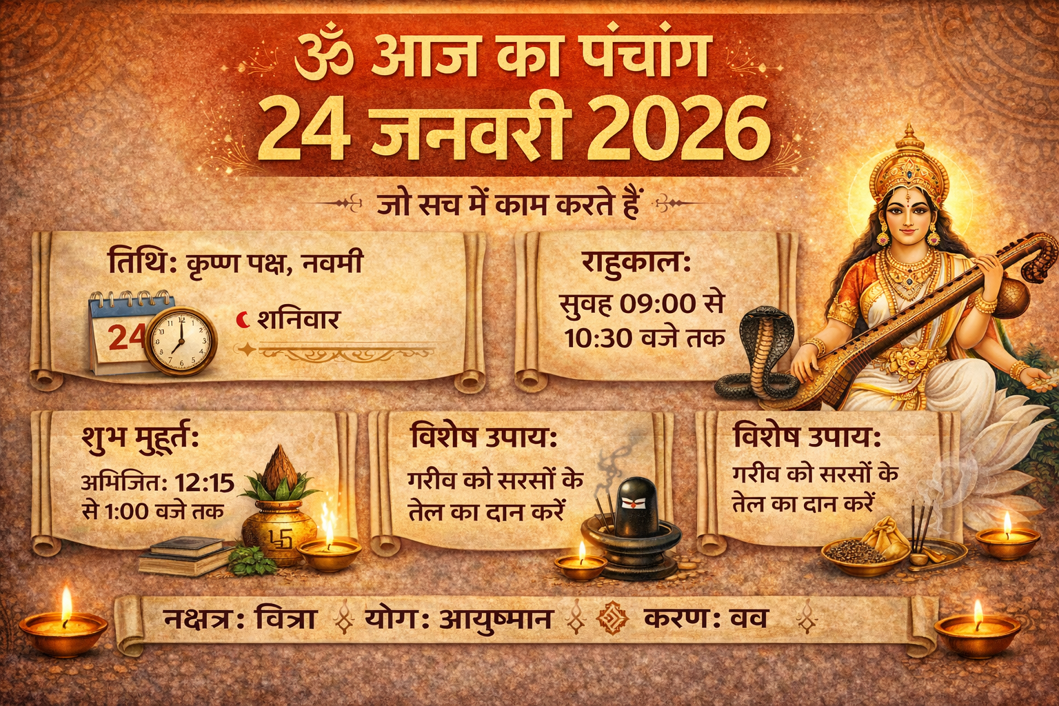 आज का पंचांग, Aaj Ka Panchang 24 January 2026, आज का राहुकाल, शुभ मुहूर्त आज, Hindu Panchang Hindi, Jharkhand Panchang