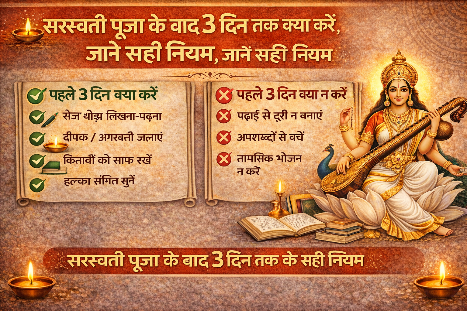 सरस्वती पूजा के बाद क्या करें, सरस्वती पूजा के बाद क्या न करें, Saraswati Puja After Rules, सरस्वती पूजा नियम, Students Puja Guidelines