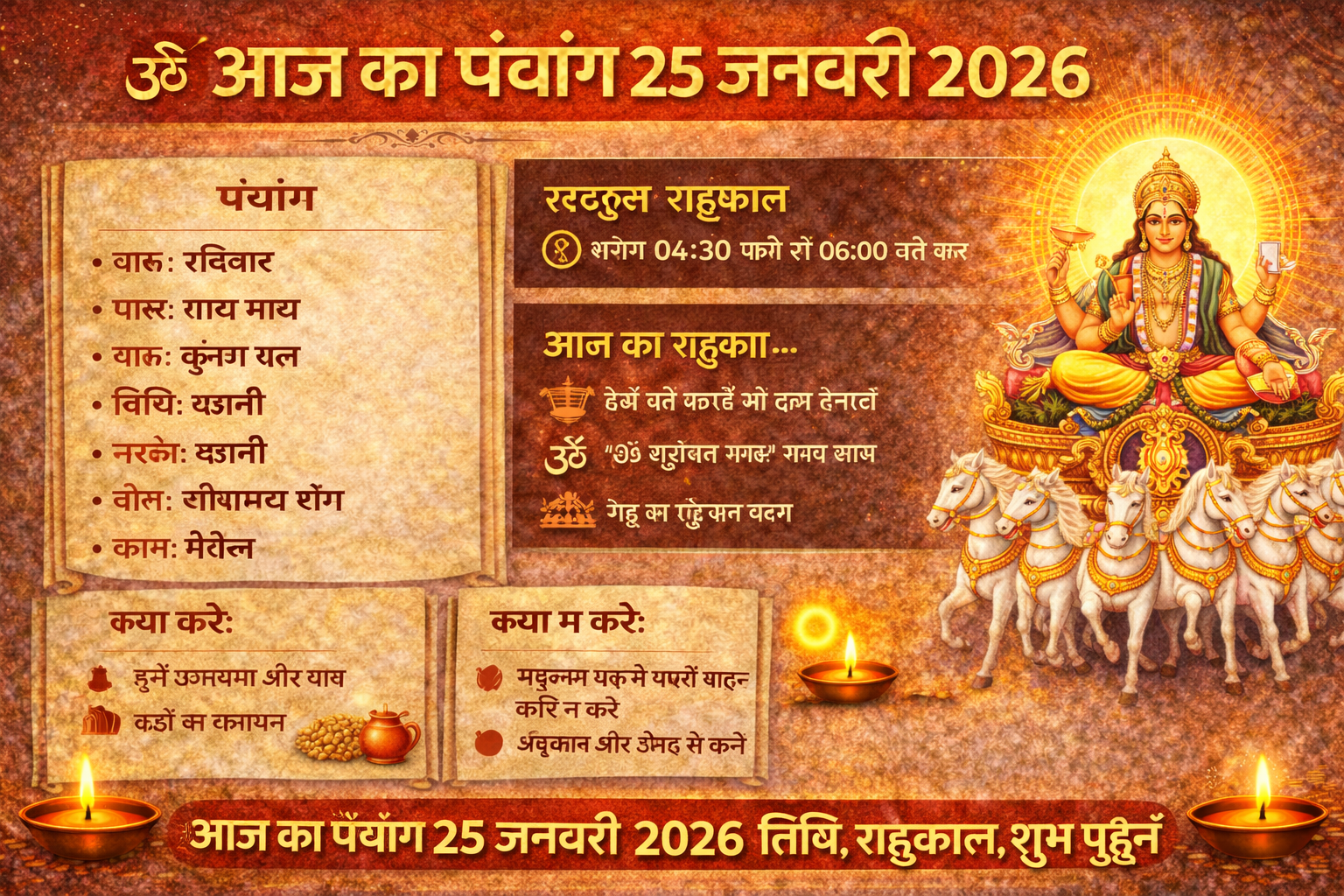 आज का पंचांग, Aaj Ka Panchang 25 January 2026, आज का राहुकाल, शुभ मुहूर्त आज, Hindu Panchang Hindi, Jharkhand Panchang