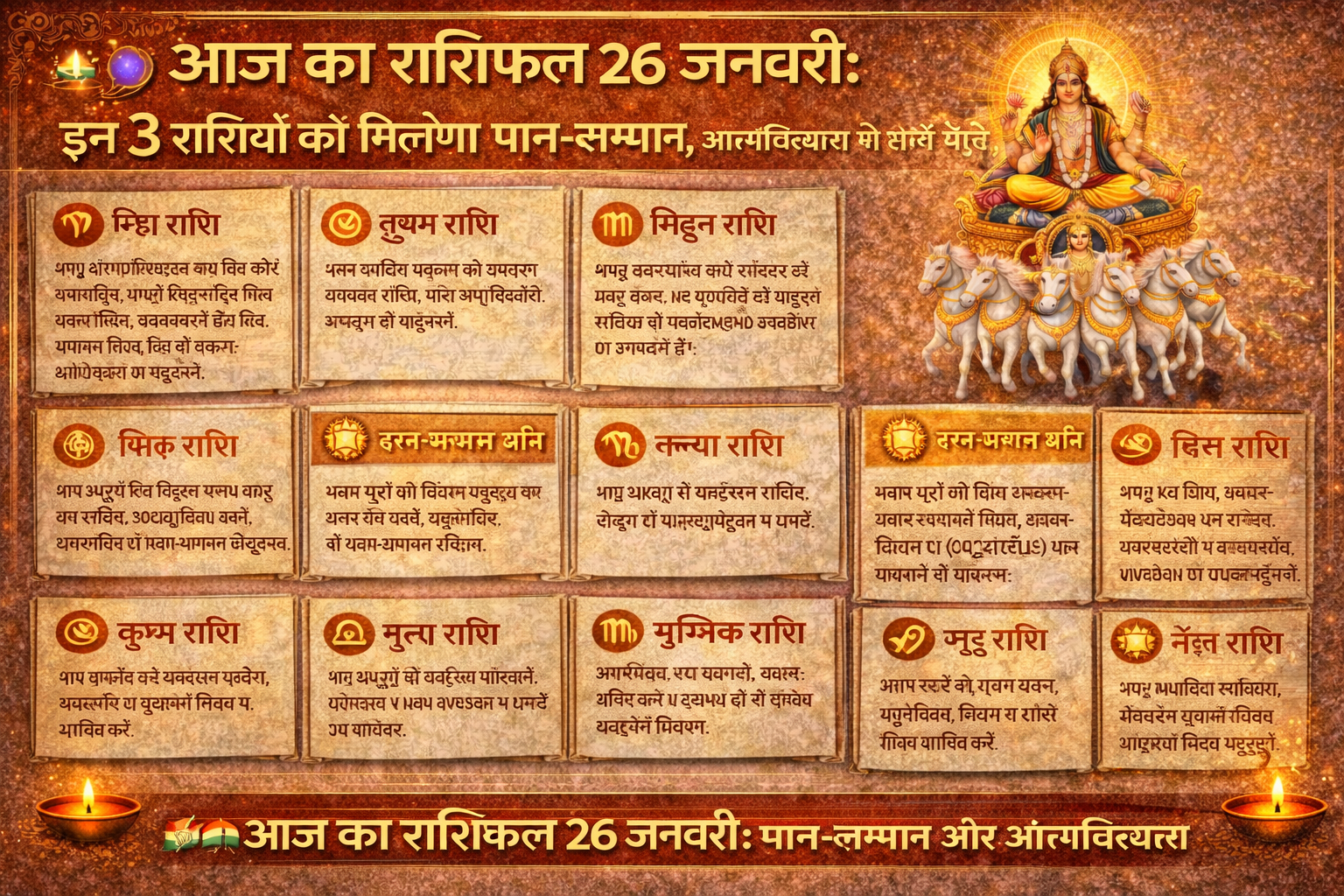 आज का राशिफल 26 जनवरी, Aaj Ka Rashifal 26 January 2026, आज का भविष्यफल, Daily Horoscope Hindi, Rashifal Today Hindi, Jharkhand Rashifal