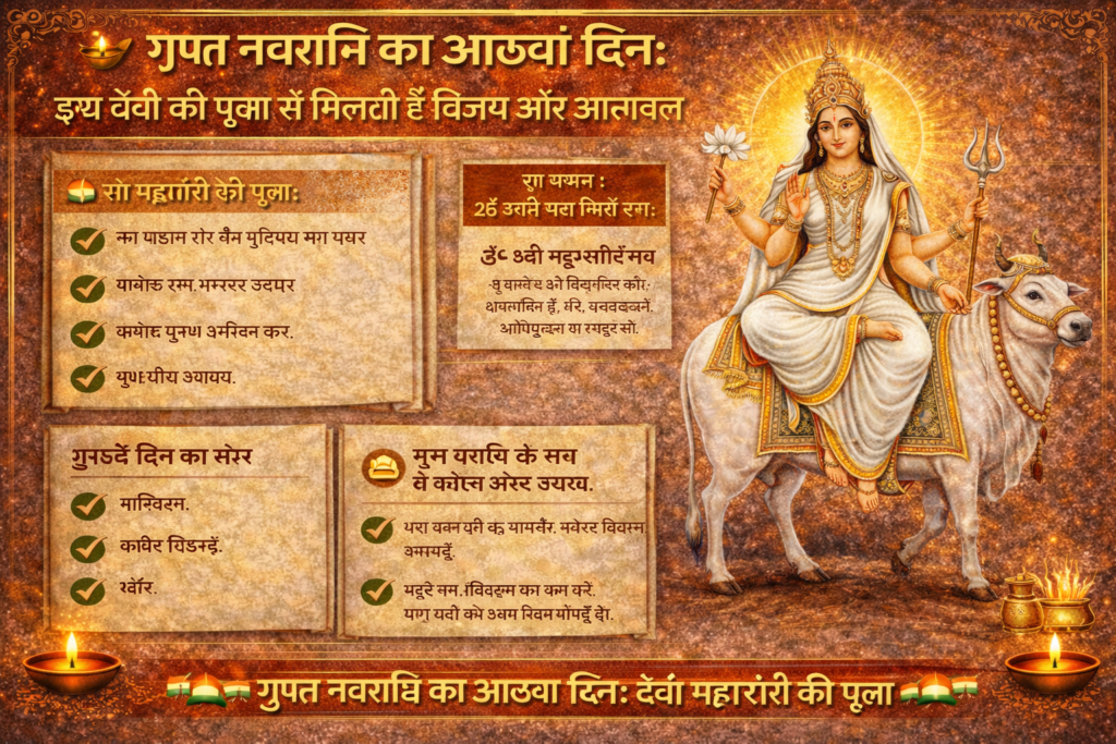 गुप्त नवरात्रि का आठवां दिन, Gupt Navratri Day 8, देवी महागौरी पूजा, गुप्त नवरात्रि पूजा विधि, Mahagauri Mantra, Hindu Festival Hindi