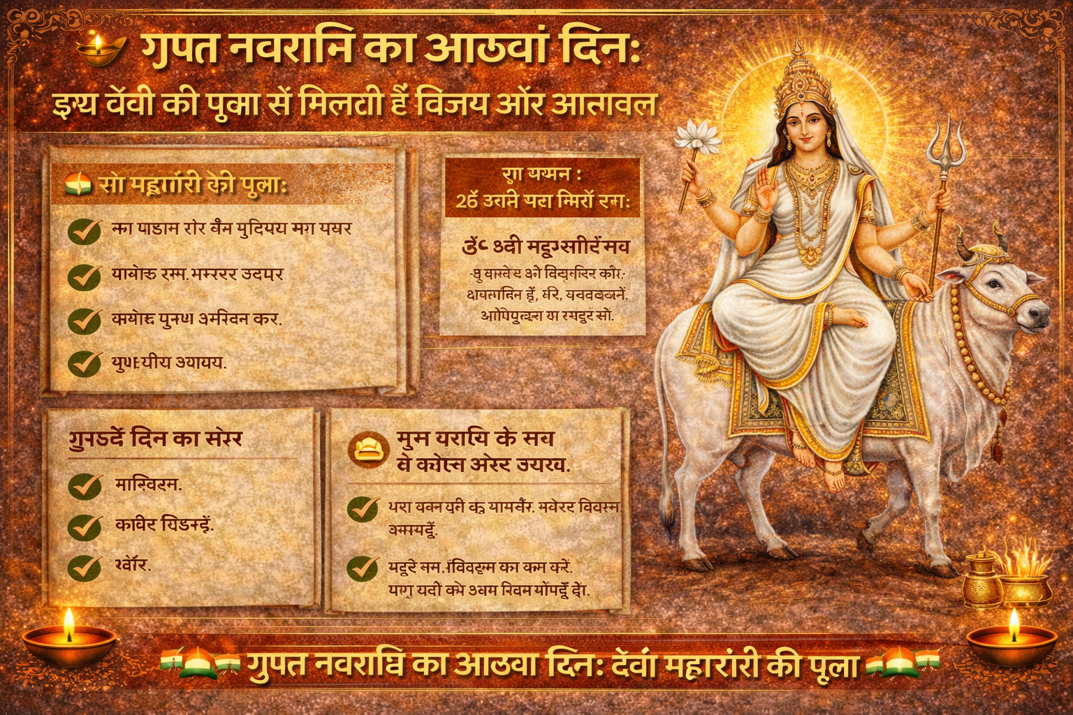 गुप्त नवरात्रि का आठवां दिन, Gupt Navratri Day 8, देवी महागौरी पूजा, गुप्त नवरात्रि पूजा विधि, Mahagauri Mantra, Hindu Festival Hindi