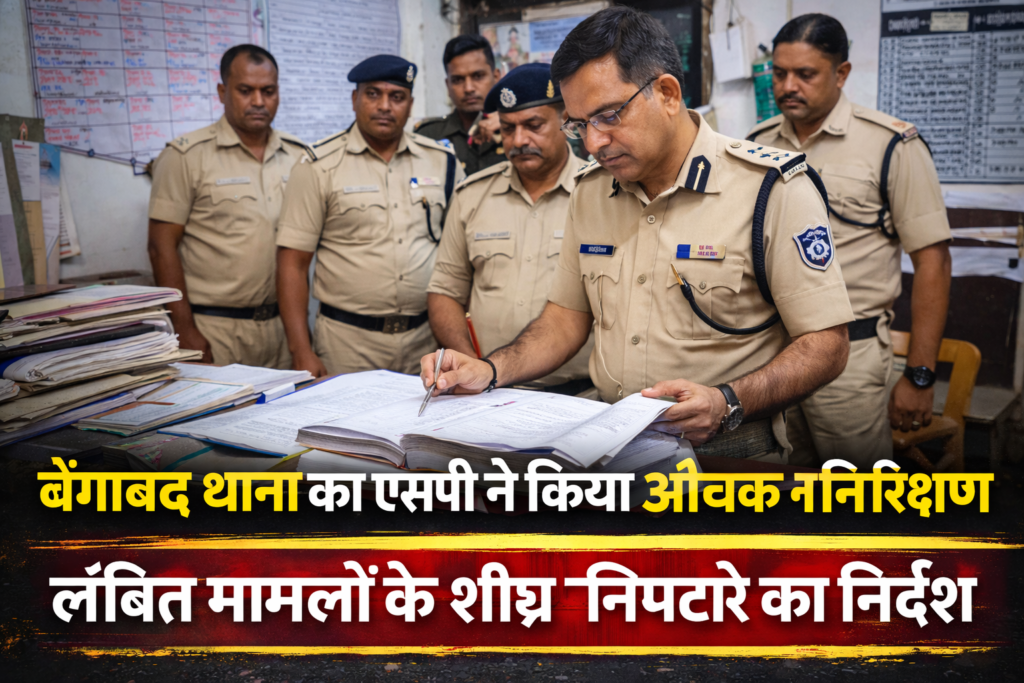 Bengabad police station inspection, Giridih SP inspection news, Dr Vimal Kumar police inspection, Jharkhand police inspection, Bengabad police latest news, Giridih crime control, police station surprise inspection
