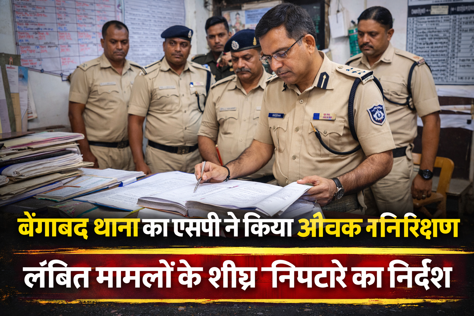 Bengabad police station inspection, Giridih SP inspection news, Dr Vimal Kumar police inspection, Jharkhand police inspection, Bengabad police latest news, Giridih crime control, police station surprise inspection