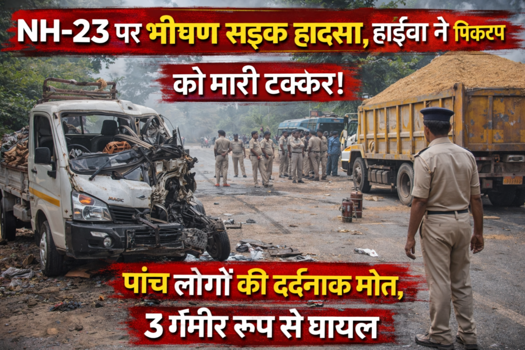 NH 23 road accident, Ranchi Gumla highway accident, Bharno road accident, Gumla highwa collision, Tata Magic accident Jharkhand, sand loaded highwa accident, Jharkhand latest road accident news