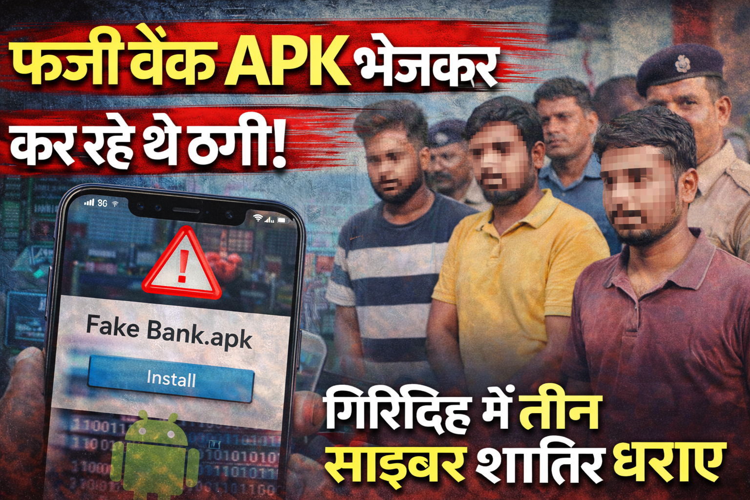 Giridih cyber fraud arrest, fake bank APK scam Jharkhand, Giridih cyber police action, Taratand cyber crime news, cyber criminals arrested Giridih, Jharkhand cyber scam 2026