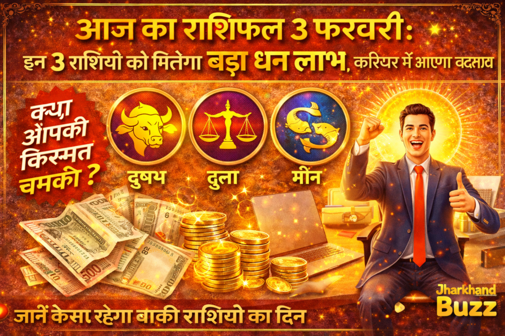 आज का राशिफल 3 फरवरी, Aaj Ka Rashifal 3 February 2026, आज का भविष्यफल, Daily Horoscope Hindi, धन लाभ राशिफल, Jharkhand Rashifal