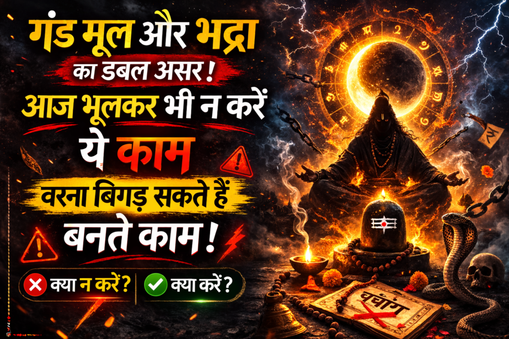 गंड मूल और भद्रा,गंड मूल और भद्रा 2026.
आज का पंचांग हिंदी,भद्रा में क्या करें क्या न करें,गंड मूल नक्षत्र प्रभाव,ज्योतिष समाचार झारखंड,