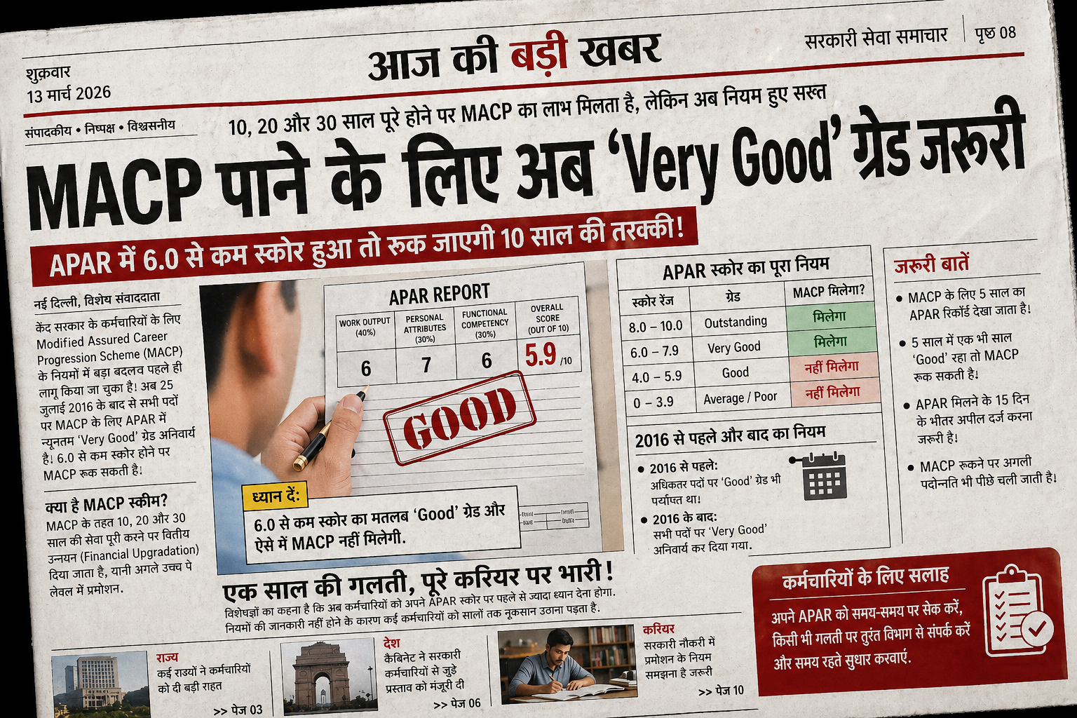 MACP Rule 2026, APAR Very Good benchmark, MACP eligibility rule, government employee ,promotion rule, MACP new rule India,MACP Government Employee, Promotion Rule, APAR Score, 7th Pay Commission,