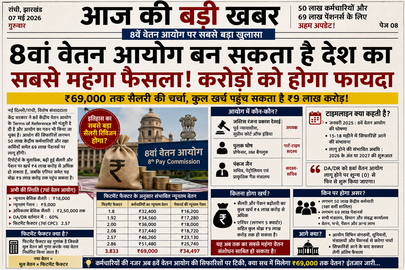 8वां वेतन आयोग,8th Pay Commission, salary hike update, fitment factor, DA update, government employees salary, 8th CPC latest news,