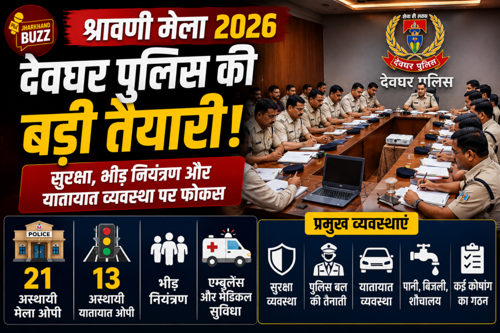 श्रावणी मेला 2026,Shravani Mela 2026, Baba Baidyanath Dham, Deoghar News, Deoghar Police, Jharkhand News, Shravani Mela Security, Baba Dham News, Kanwar Yatra 2026,