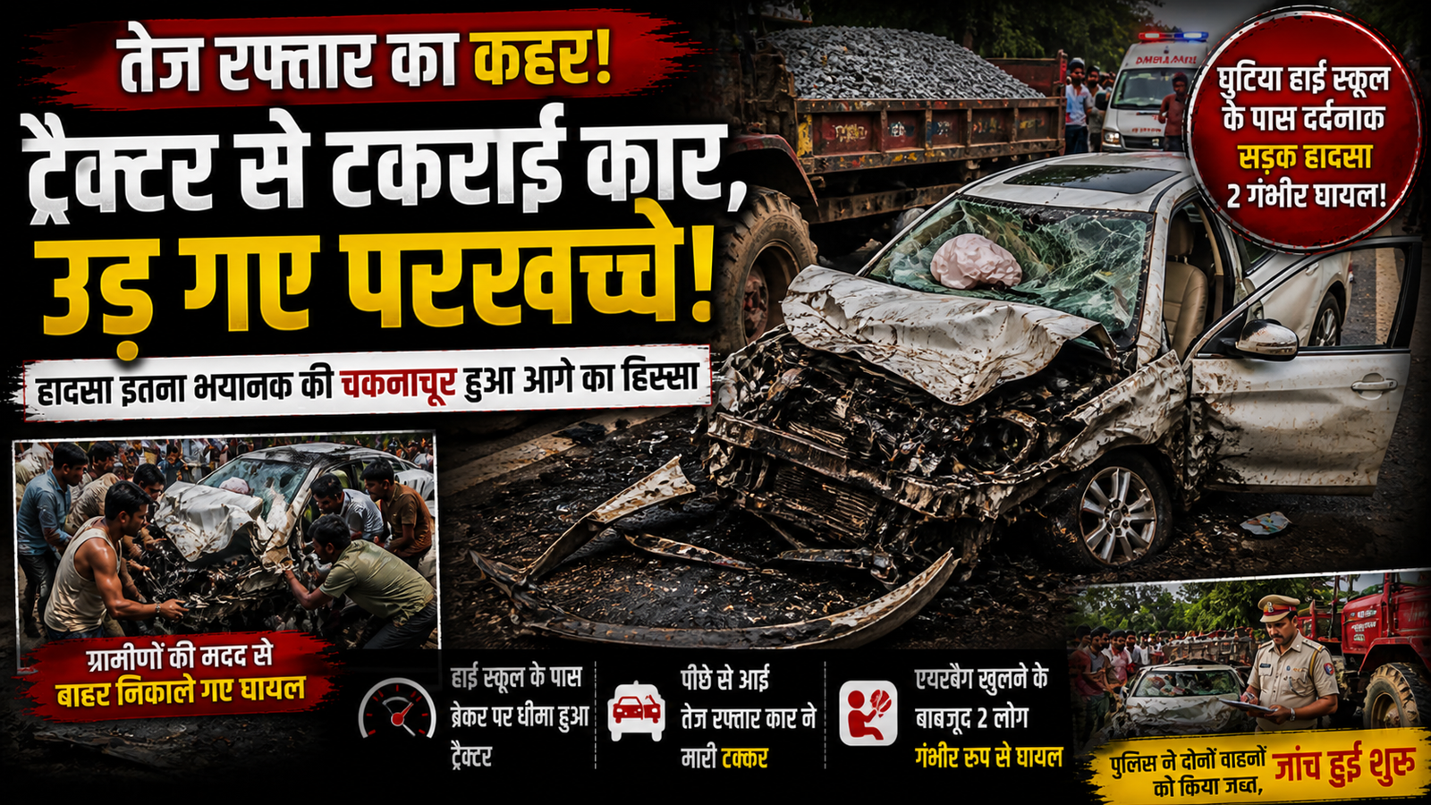 Giridih Road Accident, Bengabad Accident News, Car Tractor Collision Jharkhand, Giridih Deoghar Road Accident, Speeding Car Crash, Jharkhand Accident Update