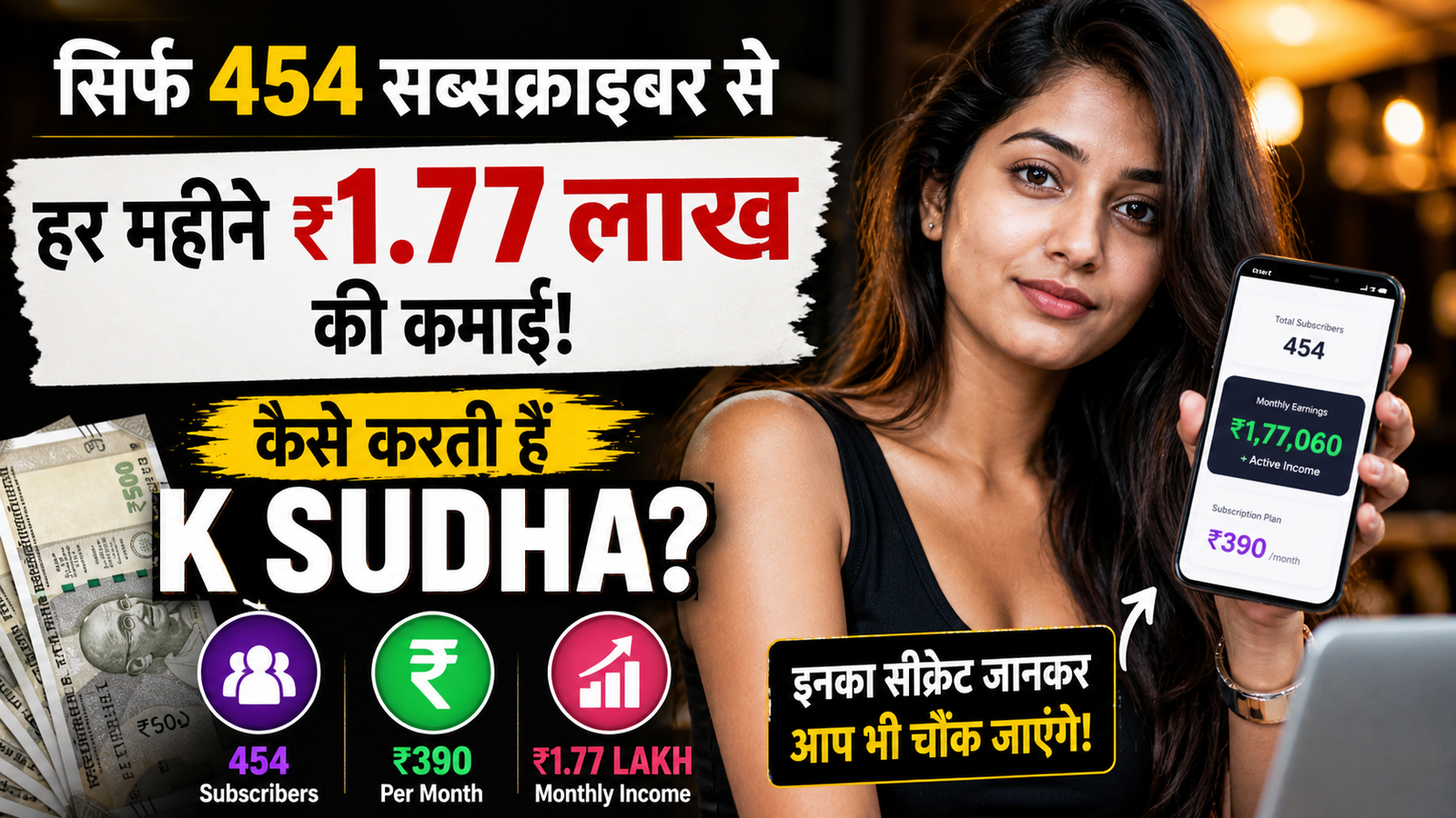 इंफ्लुएंसर ,K Sudha income, subscription model earning, influencer monthly income, online earning India, social media monetization,